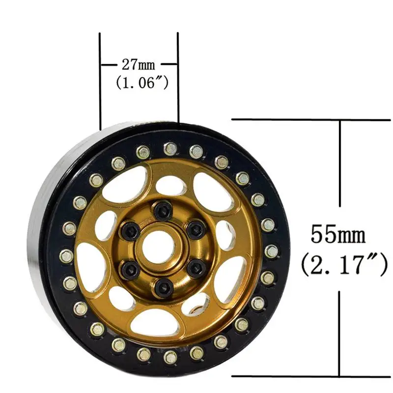 

Metal Alloy 1.9 Beadlock Wheel Rims for 1:10 RC Crawler Axial SCX10 AXI03007 90046 TRX4 Redcat GEN8