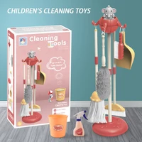kids elephant housework tool toys plastic cartoon pretend play cleaning broom mop brush set educational toys for christmas gift