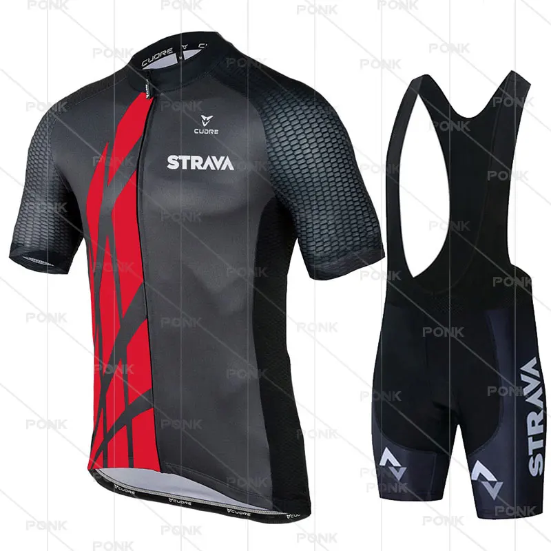 

STRAVA New 2021 Men Cycling Jersey Summer Short Sleeve Set bib shorts Bicycle Clothes Sportwear Mtb Shirt Clothing Suit