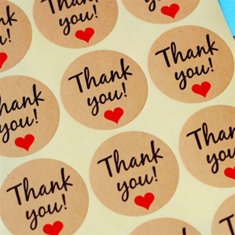 120pcs Handmade wtih Love Red Heart Thank you Round Scrapbooking Paper Labels Seal Sticker DIY Gift Dia.3.8cm | Дом и сад