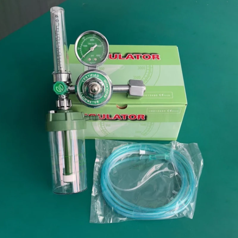 

Oxygen Pressure Gas Regulator Inhaler O2 Pressure Reducer Oxygen Gauge Flow Meter Buoy Type Female Thread and Tube