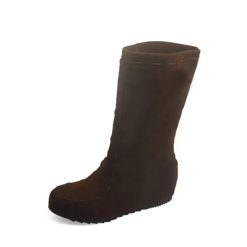 ENMAYLA 2020 новые модные Прошитые женские сапоги с круглым носком до середины икры