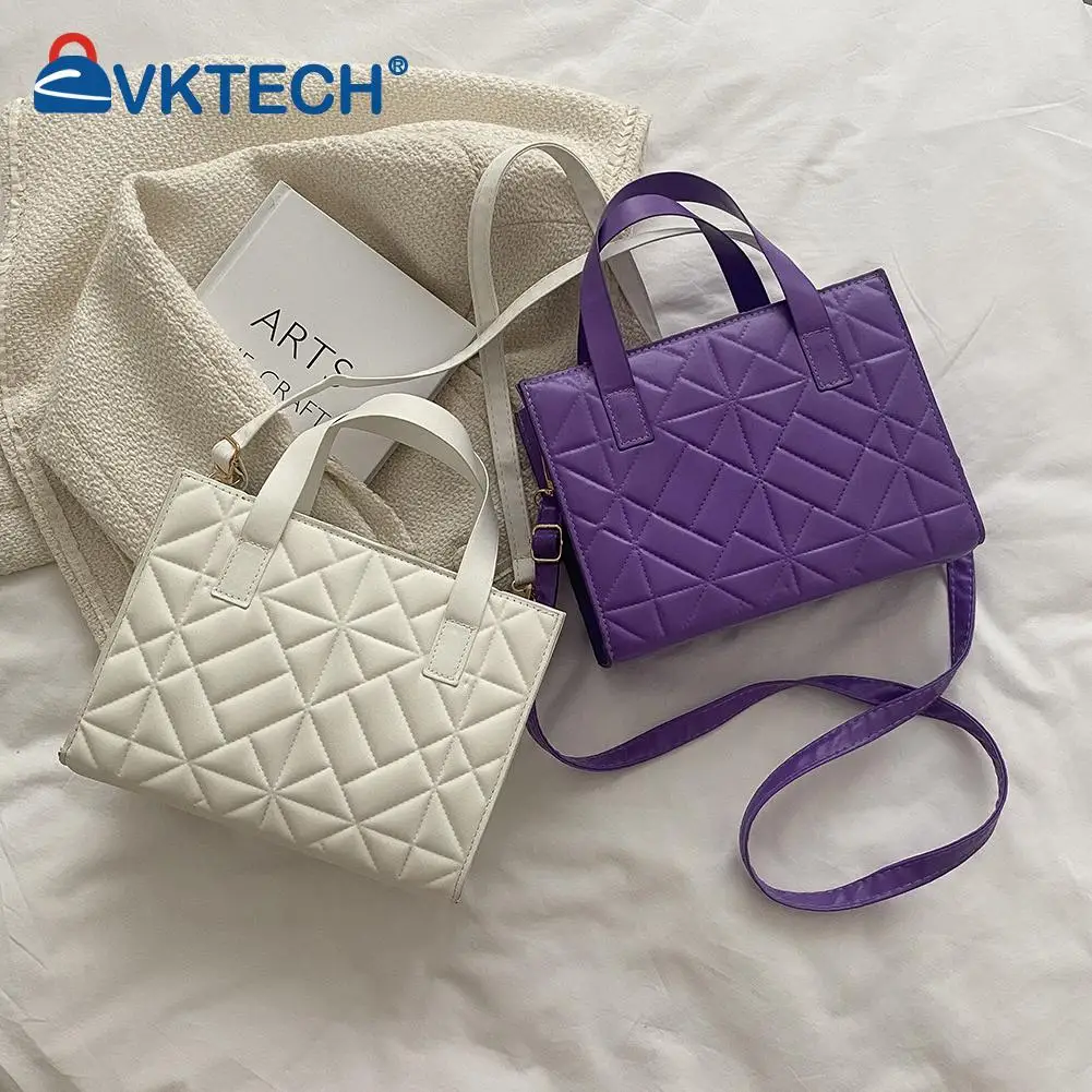 

Женская сумка через плечо из искусственной кожи с вышивкой в виде ромбовидной решетки, однотонная роскошная дизайнерская сумка на молнии с ...