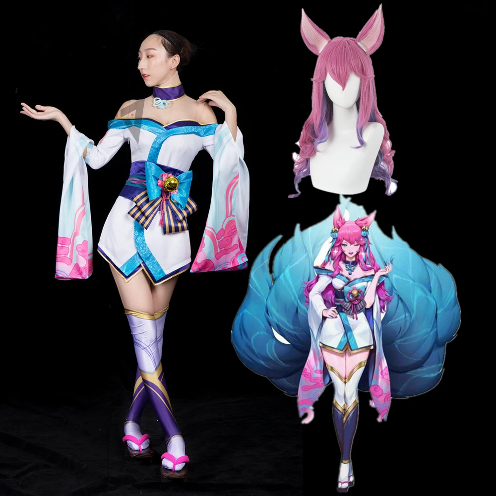 Новинка 2020, костюм для косплея «лол Али Ари», Arty кимоно для Хэллоуина, парик, уши, размер на заказ