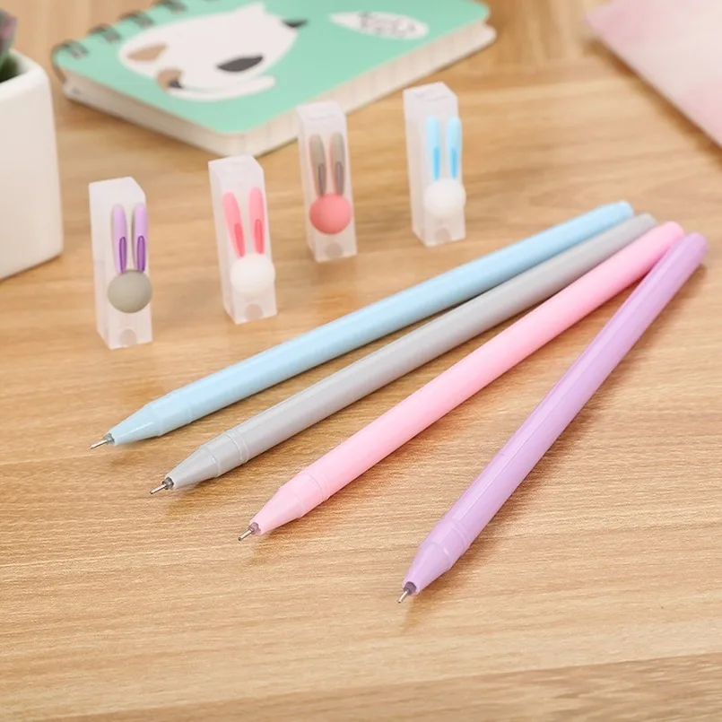 20 PCs Creative Stationery Pen Cap Rabbit Gel Pen Cute Fresh Candy Color Student Paint Pen Office Signature Pen Wholesale