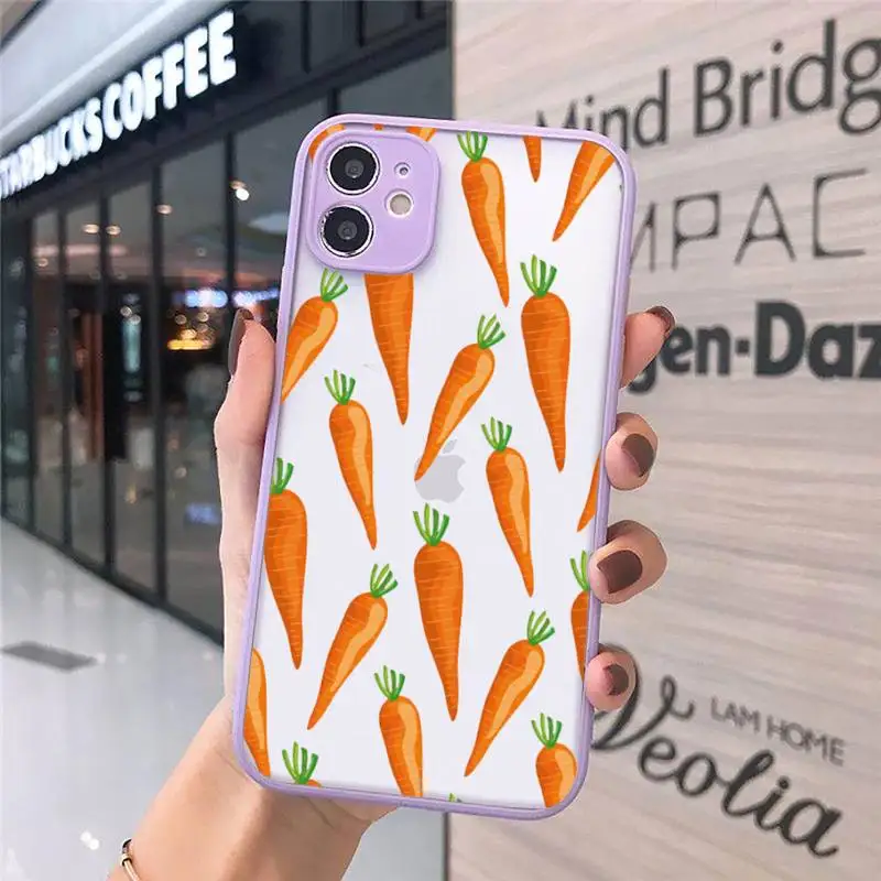 

Cute carrot red vegetable Phone Case purple matte transparent For iPhone 7 8 x xs xr 11 12 pro plus max mini Clear Funda