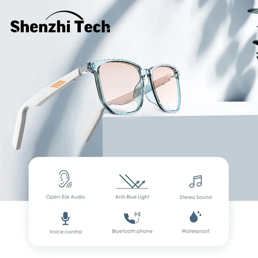 

Smart Audio Glasses Anti-Blue Light Lens Open Ear Speaker with Bluetooth Connectivity for Gaming Meeting Traveling Driving