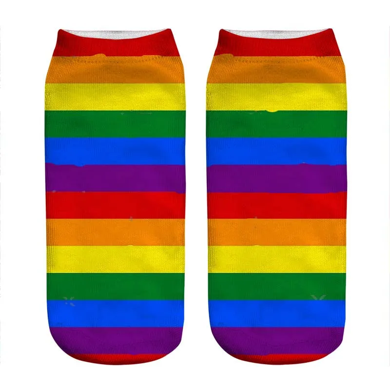 

2021 Women's socks kawaii Pride Rainbow Flag Printed Socks Woman harajuku Happy Funny Novelty cute girl gift Socks for women