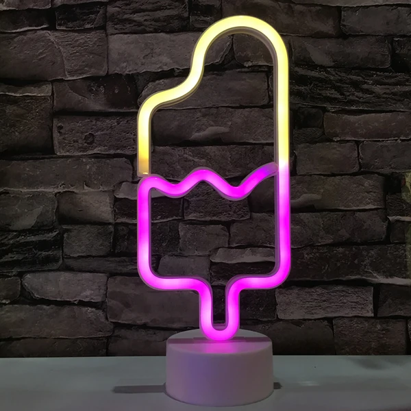 ice cream A Светодиодный неоновый светильник, теплый белый настенный художественный знак, светильник s модель, лампа для спальни, украшения для дома, вечерние, праздничный декор, 5 В, USB/на батарейках - Испускаемый цвет: ice cream A