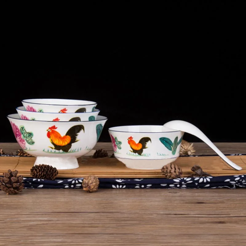 Винтажная китайская миска из костяного фарфора для пениса и риса керамические