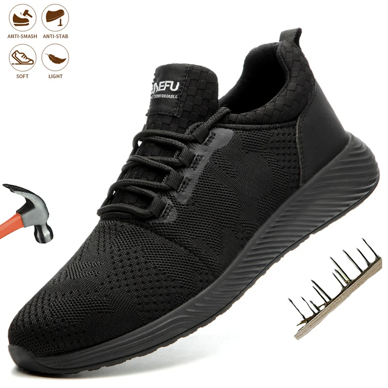 

Mens Safety Shoes Smash-proof Steel Toe Cap Work Boots Non-slip Indestructible Puncture-proof Light Breathable Comfort Sneakers