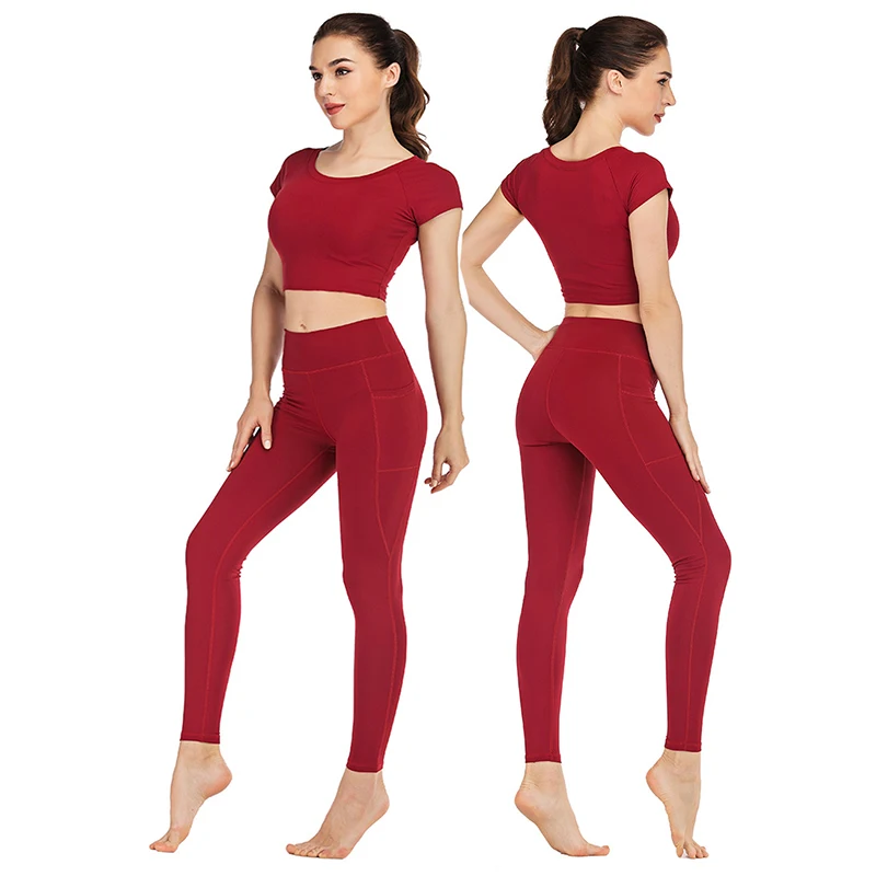 

USHINE New style 2 pieces top+pants tracksuit sports suit yoga set gym fitness outsport dance clothes suits woman girls