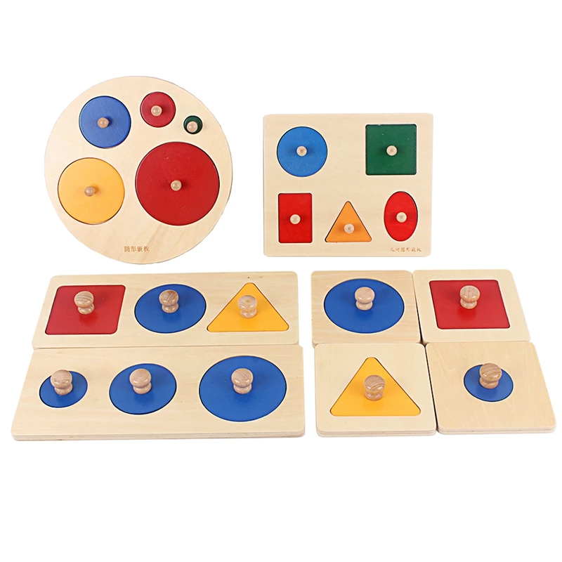 montessori materials colorful geometry grasping board wooden pegged grab shape sorting board toys for baby home educational toy free global shipping