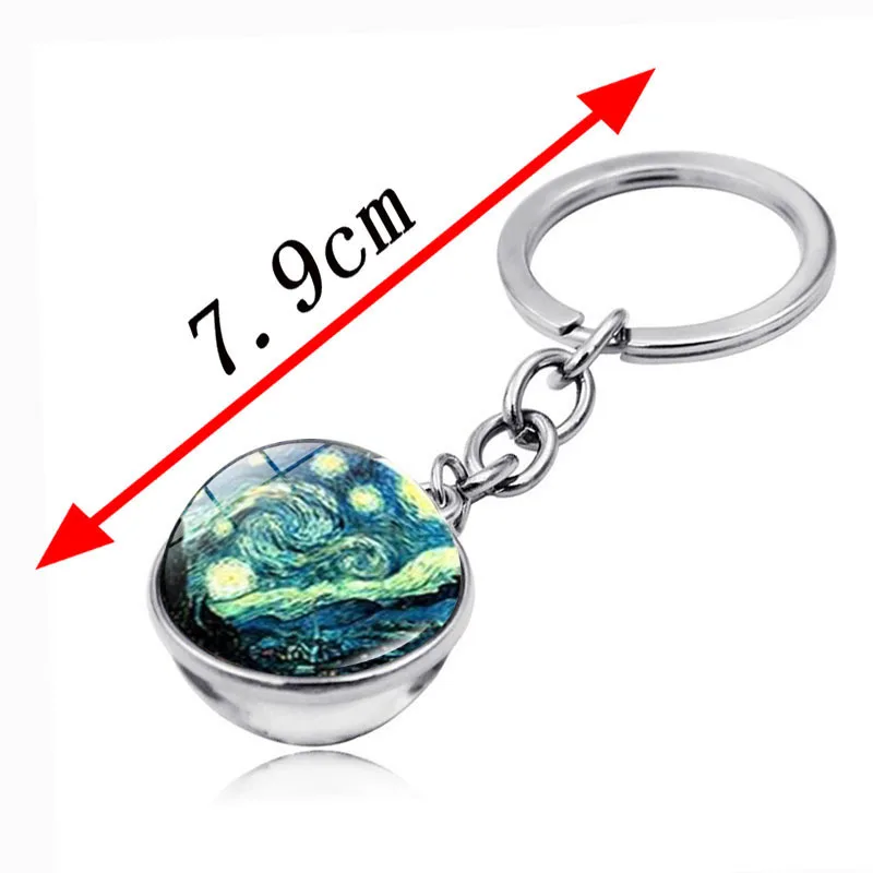 Ван Гог арт брелок стеклянный драгоценный камень креативный двухсторонний шар