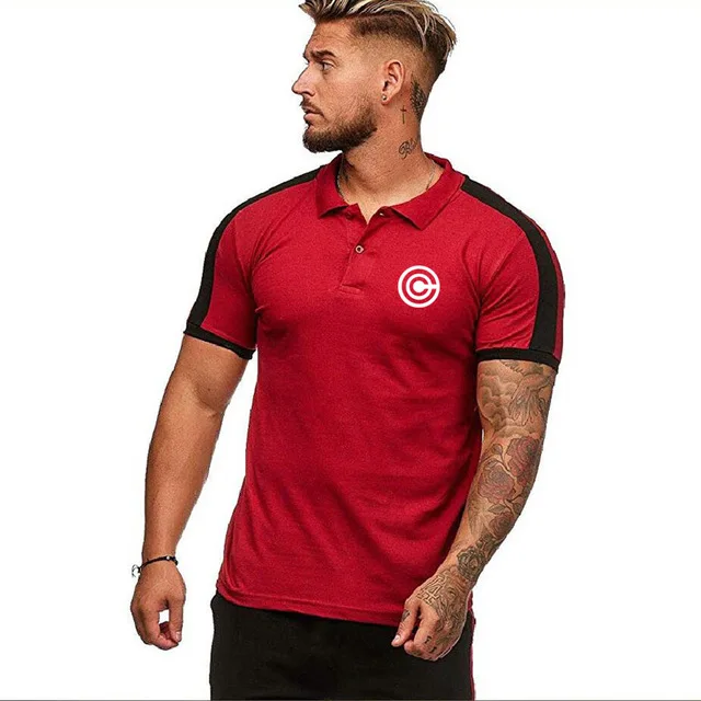 Мужская рубашка поло f аниме Dragon Ball Z футболка мужской чехол Capsule corp. Летняя