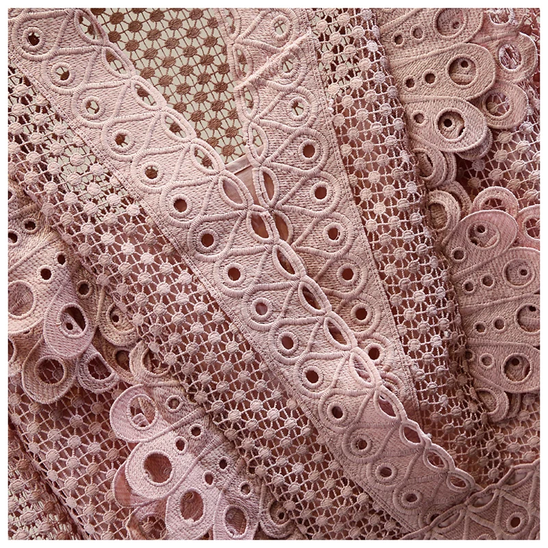 

AELESEEN Runway Fashion Lace Blouse Designer New Arrival Spring Summer V-Neck Ruffles Flower Embroidery Hollow Out Elegant Blous