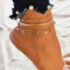ZOSHI 3 слоистая Золотая цепь браслеты Star кулон в форме листа с украшением в виде кристаллов женские ботильоны браслет на ногу Boho ног ювелирные изделия Шарм Браслеты для женщин