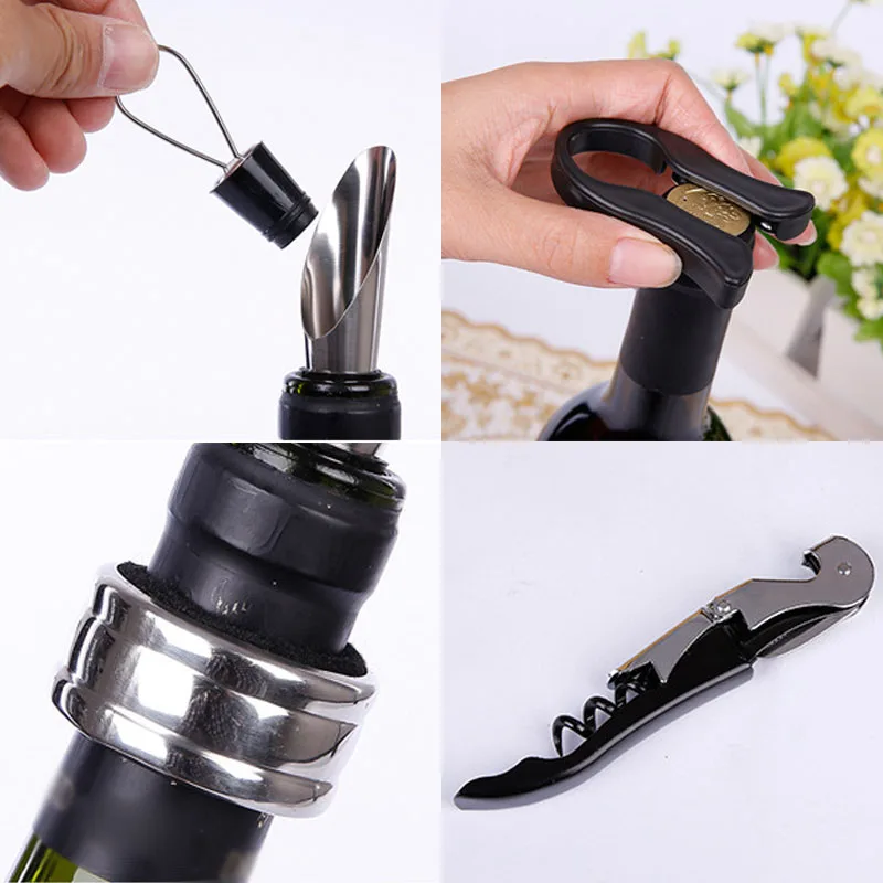 

1 Set 3pcs/5pcs Wine Bottle Corkscrew Set Tool Bottle-Shaped Holder Bottle Opener Gift PLYED889