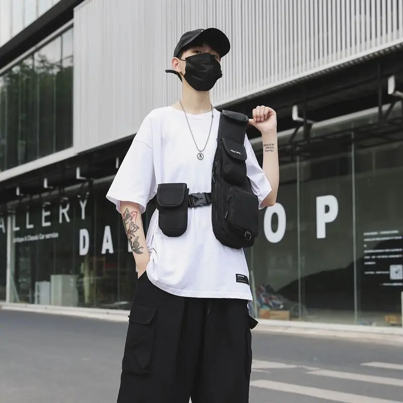 

Unisex Functional Tactical Package Tool Outdoor Multi Pocket Chest Bag Couples Personality Street Hip Hop Cycling Bag Vest Bags