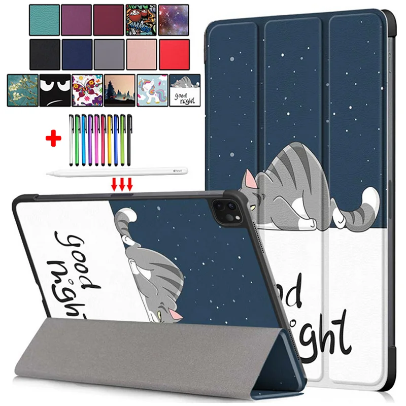 

Cartoon Cat Cover For iPad Pro 2021 Case 11 inch PU Leather Fold PC Back Shell For IPad Pro 11 Case 2021 2020 2018 Kids A2459