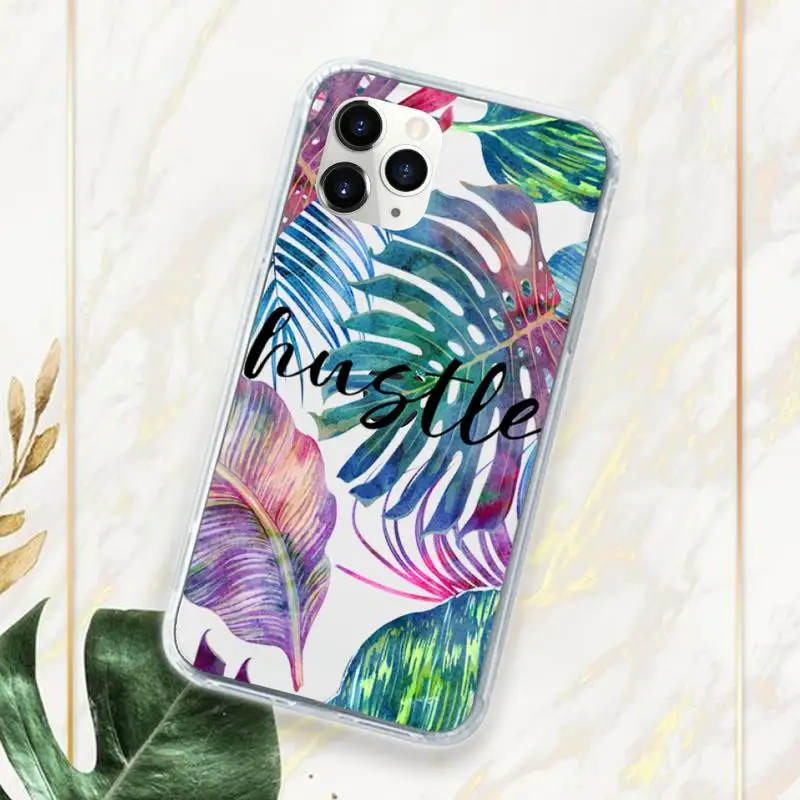 

Summer Beautiful Flowers Phone Case Transparent for iPhone 11 12 mini pro XS MAX 7 8 6 6S Plus X 5S SE 2020 XR