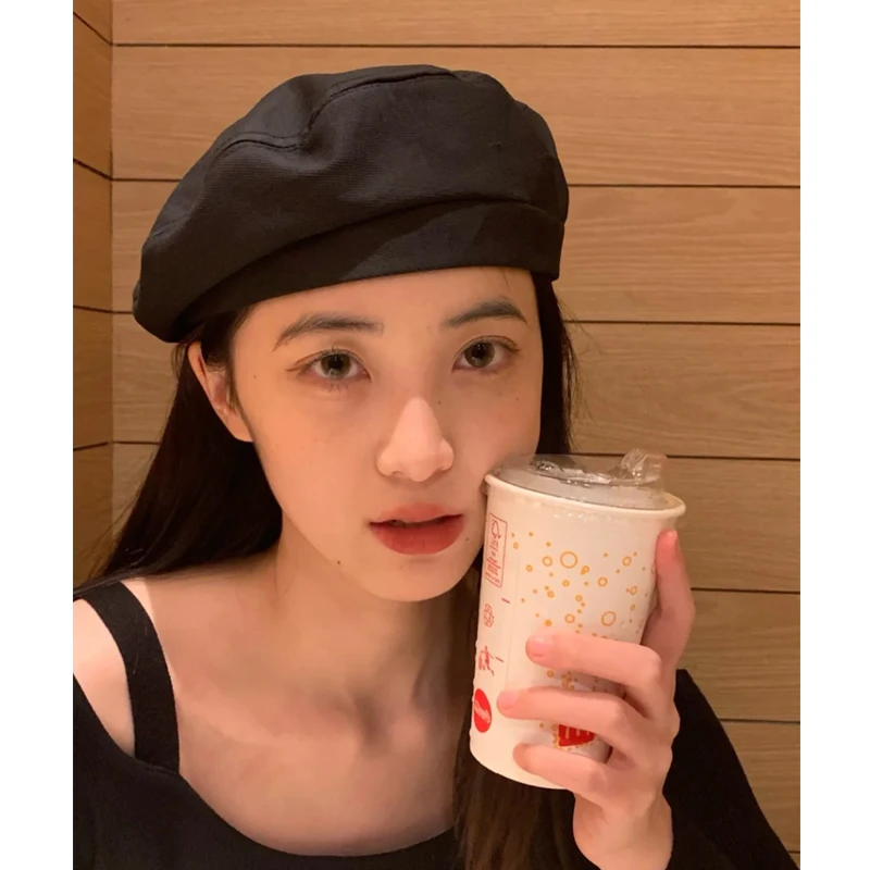 

New Female Beret Fashion Solid Color Winter Autumn Outdoor Warm Cap Cute Felt Trilby Hats for Women Outdoor Travel Octagonal Hat