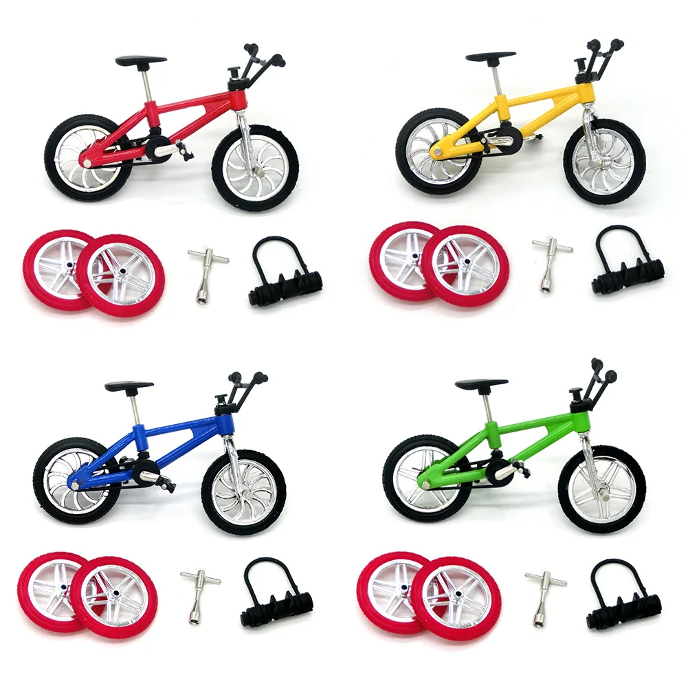 

Набор мини-велосипедов на палец, велосипед на палец из сплава с 1 инструментом, 1 замком и 2 сменными колесами, идеальный подарок для мини-экст...