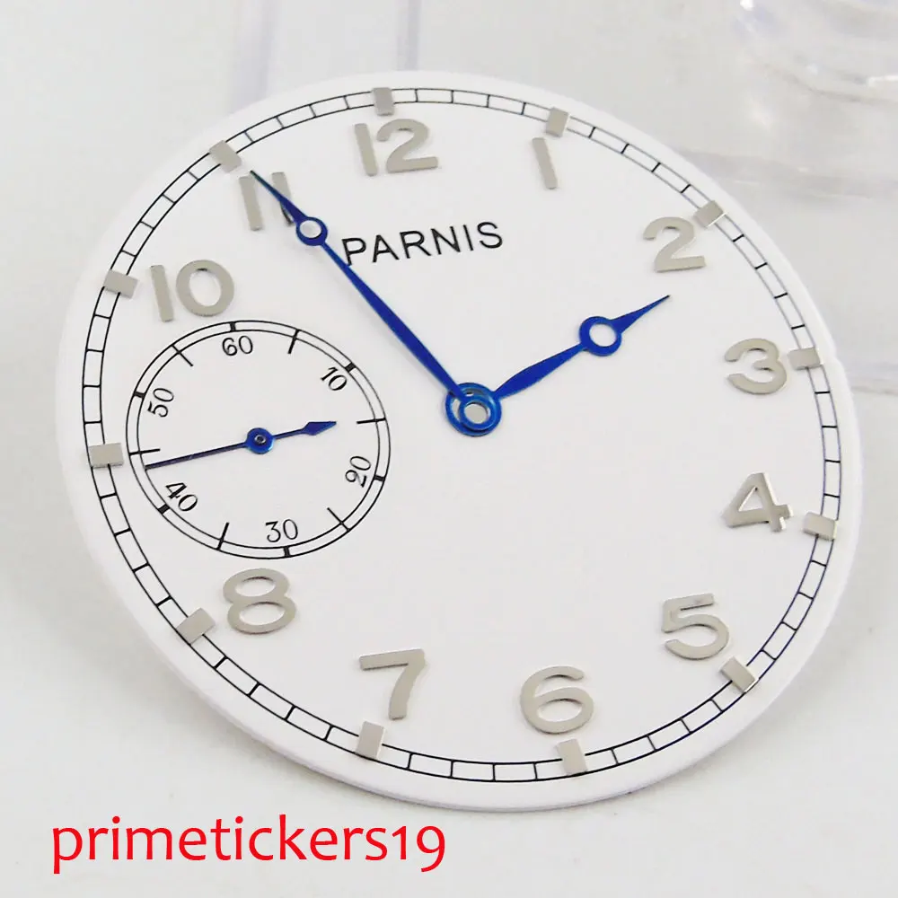 

38.9mm Parnis white dial+ blue hands fit movement watch dial