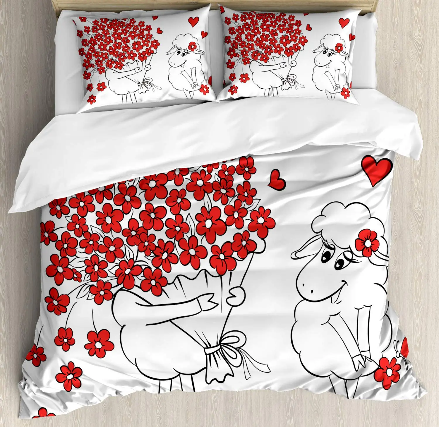 Набор пододеяльников для пуховых одеял влюбленных коз букет сердец Валентина