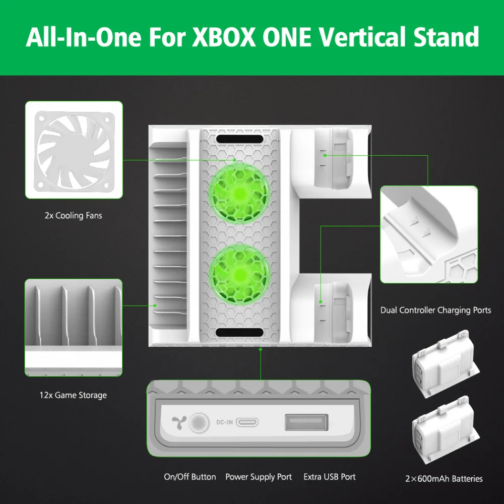 Вертикальная подставка для консоли Xbox ONE/S/X охлаждающий вентилятор зарядное
