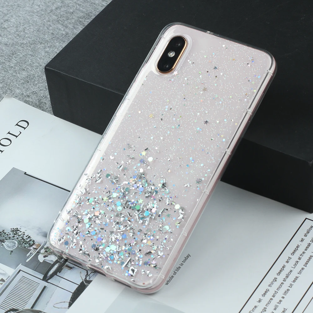 Блестящий чехол с блестками для Xiaomi MI 6X 8 9 SE Lite Star Прозрачный Redmi K20 Pro прозрачный