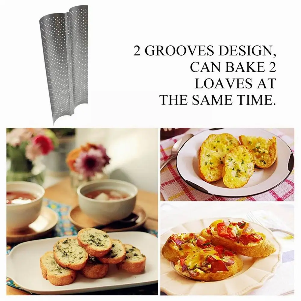 2 х противень с антипригарным покрытием перфорированный лоток для багета выпечки