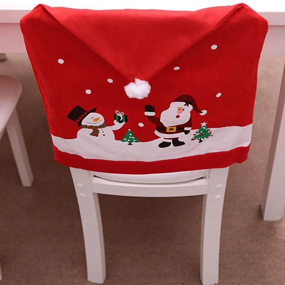 

Christmas Ornament Chair Cover Print Old Man Snowman Chair Set Chair Set Home Banquet Hotel Kitchen Decoration