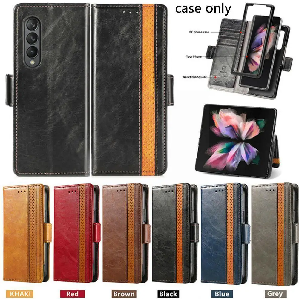 

Business Pu Leather Magnetic Clamshell Cover Is Suitable For Fold3 Mobile Phone Z Fold 3 5g Protective E7v9