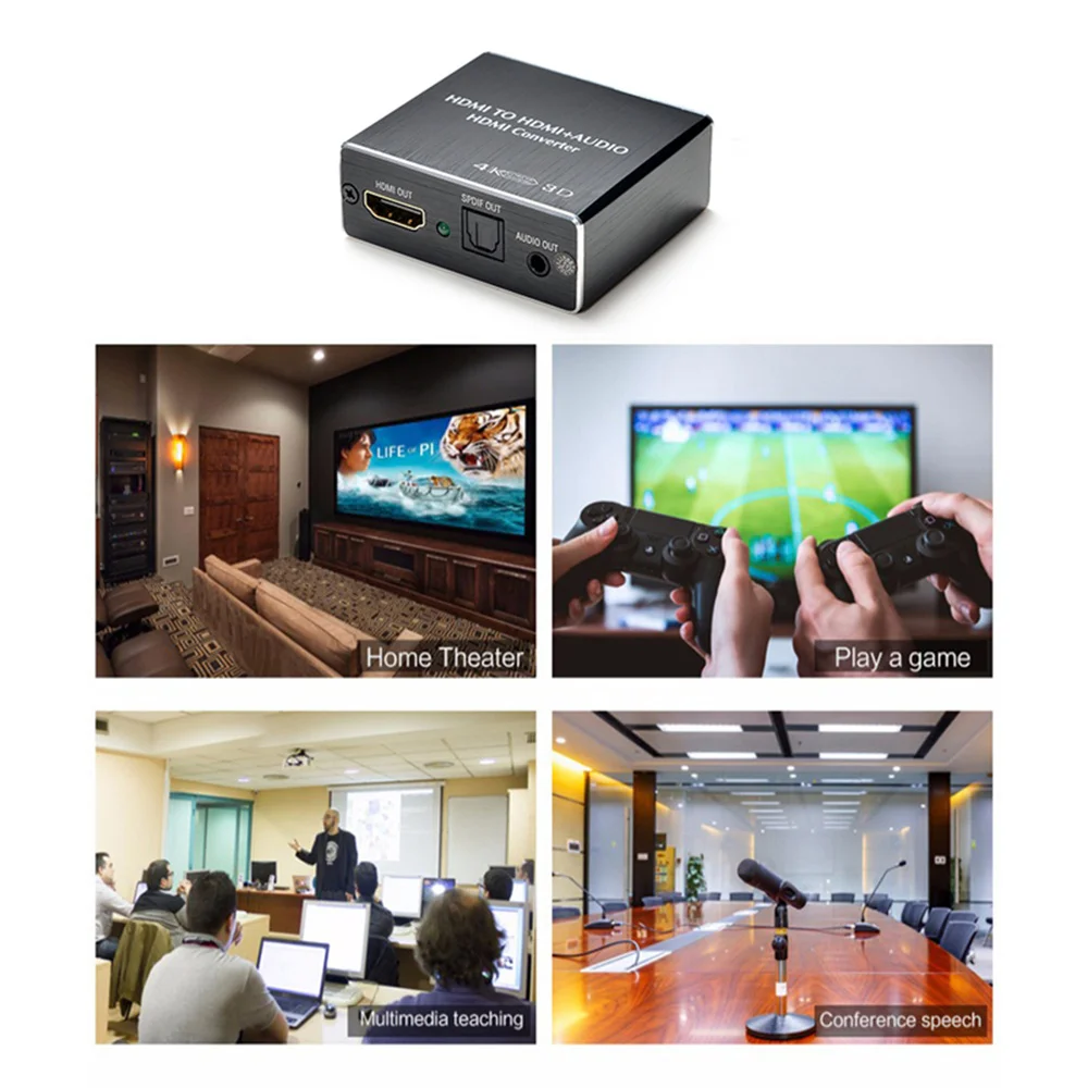 AY78 HDMI-compatible Audio Extractor 4K X 2K HDMItoHDMI Optical TOSLINK SPDIF + 3.5mm Stereo Splitter | Электроника