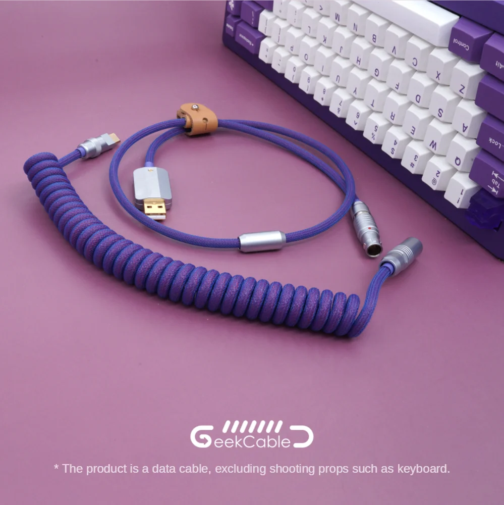 GeekCable Hand-made Customized Keyboard Data Aviation Spiral Line Rear Aviation Plug Mysterious Purple for Mechanical Keyboard