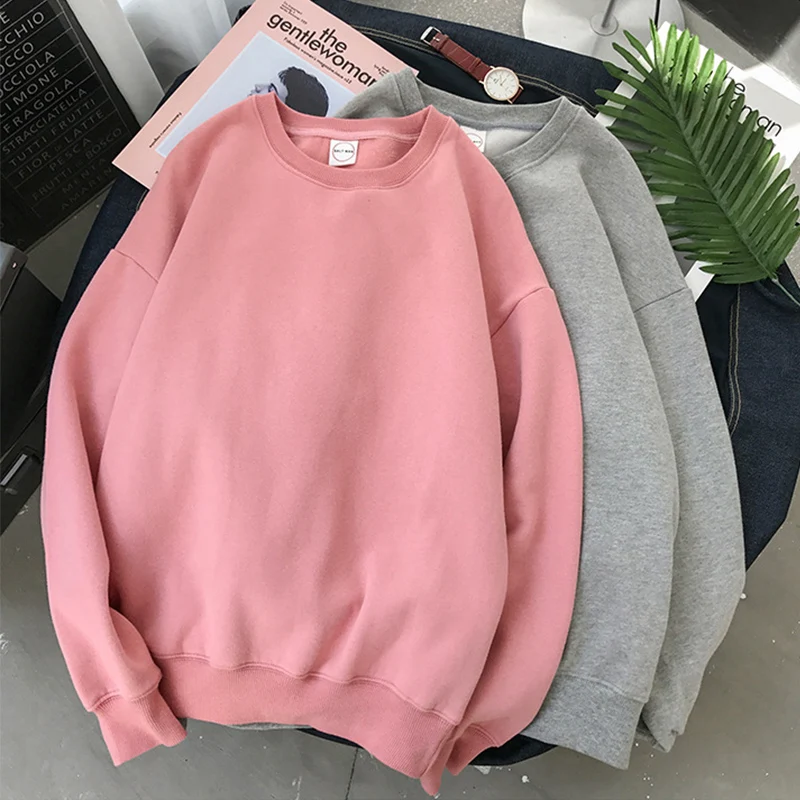 

2021 Fashion Women Solid Color Long Sleeve Oversized Hoodie Sweatshirt Ladies Streetwear Slouch Pullover Jumper Tops 12 Colors