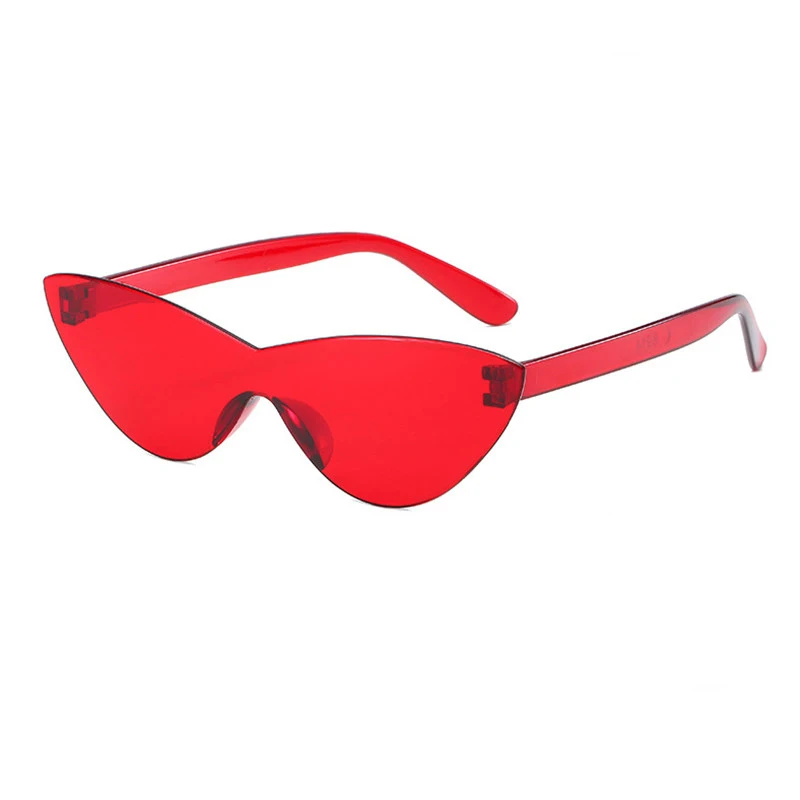 

New One Piece Gafas Cat Eye Sunglasses Women Candy Color Lens Sun Glasses Female Transperant Shades Oculos Eyewear