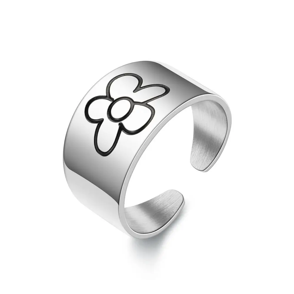 

Fashion flower daisy ring personality simple retro silver flower glossy adjustable finger ring for women gift кольцо женское