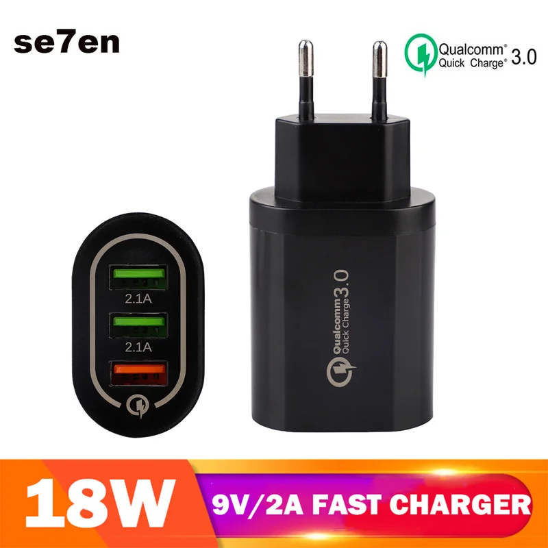 3 USB зарядное устройство QC3.0 Быстрая зарядка настенное зарядное устройство адаптер для мобильного телефона ЕС вилка Универсальное зарядное устройство для мобильного телефона s для Xiaomi