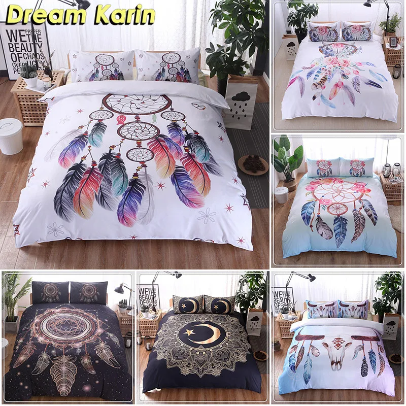 Комплект постельного белья Dream Karin с перьями 3D колокольчиками пододеяльник для