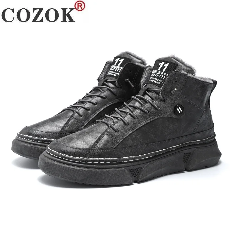 

New Winter Men's Warm Short Boots Snow Boots Thickened Plus Cotton Light Cotton Shoes Zapatos De Hombre Chaussure Homme