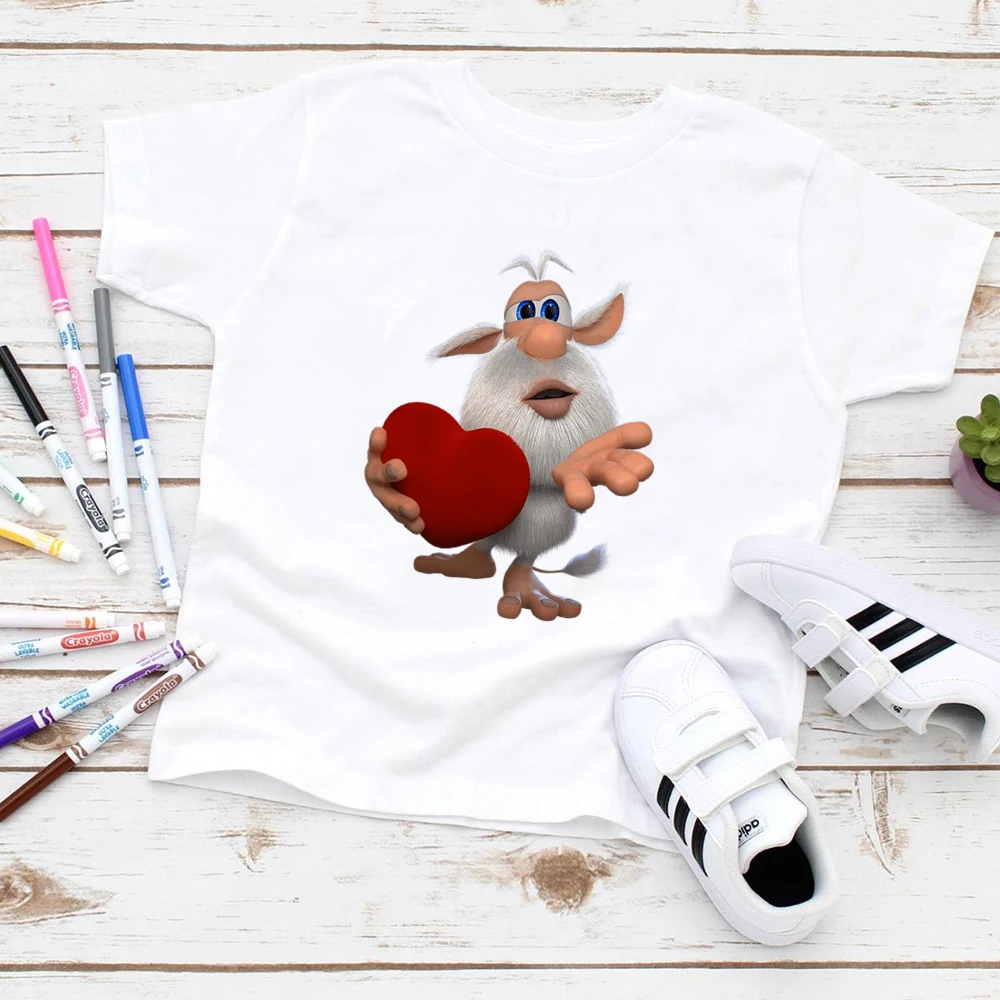 

Футболка с изображением русских детских мультфильмов, футболка с милым принтом для маленьких девочек, летние уличные футболки для мальчико...