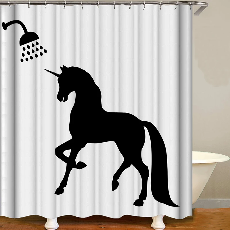 

Mermaid shower curtain black white douchegordijn zwart fall animal shower curtain waterproof