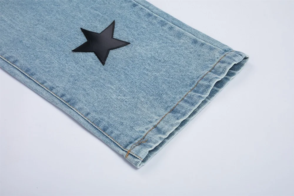 

Distressed denim jeans hip hop pants baggy jeans women high street biker jeans streetwear men straight leg jeans 072