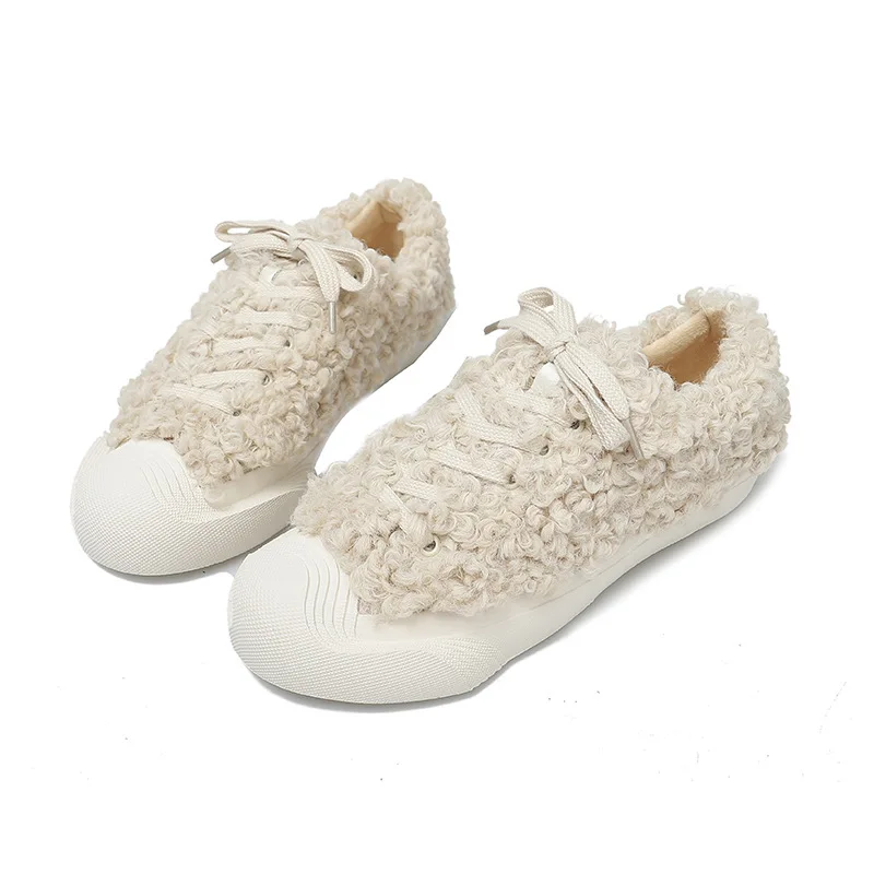 

SWYIVY Winter Warm Shoes Women Furry Sneakers Platform 2020 Winter Sneakers Vulcanize Female Casual Shoes Warm Snow Shoes Fur