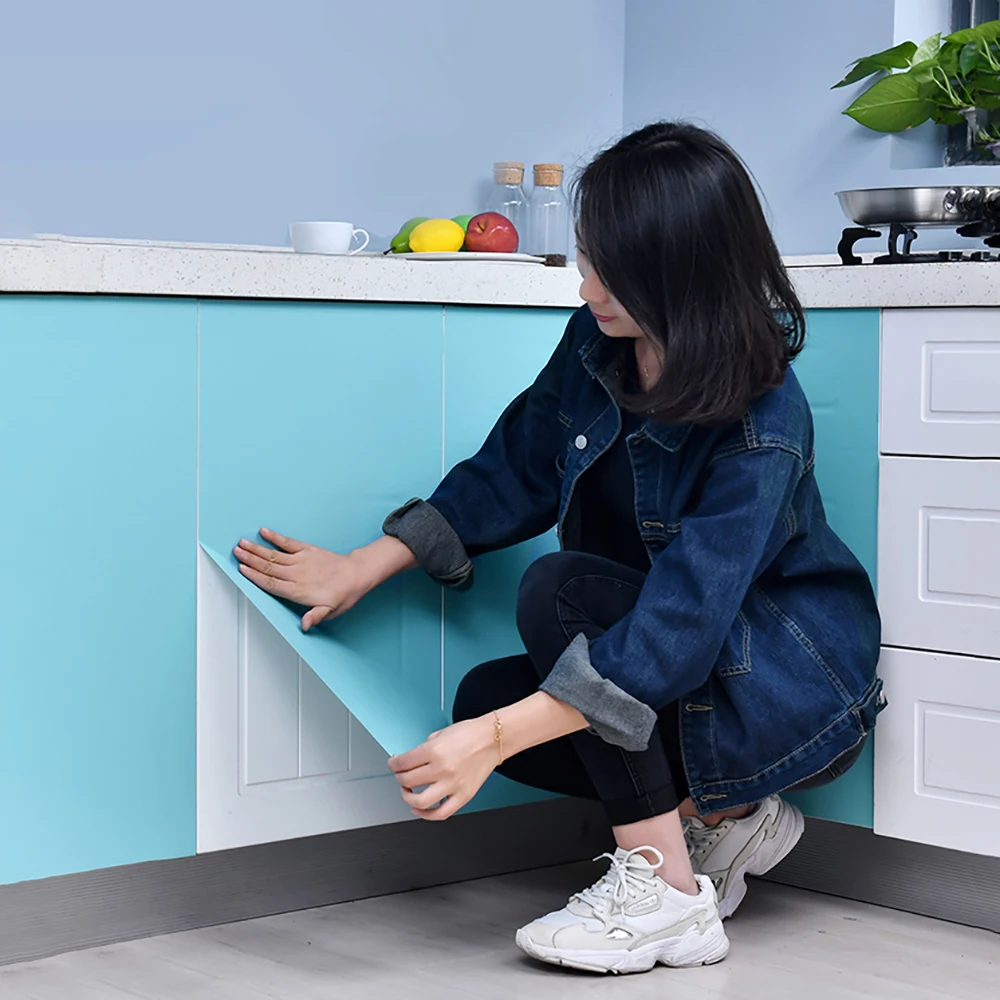 

PVC Self Adhesive Wallpaper Vinyl Film Stickers Furniture Renovation Stickers Kitchen Cabinet Waterproof Wall Sticker Home Decor