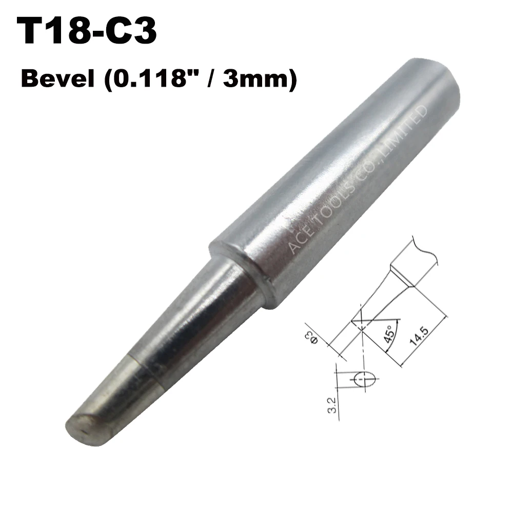 T18-C3 Soldering Tip  Bevel 3mm 0.118