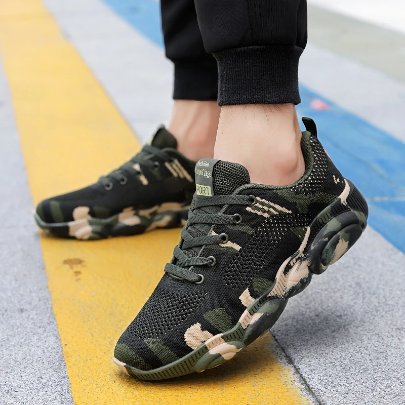 Couple Men Women Running Shoes Unisex Sport Outdoor Autumn Spring Sneakers Breathable Women Camouflage green Gym Jogging Shoes