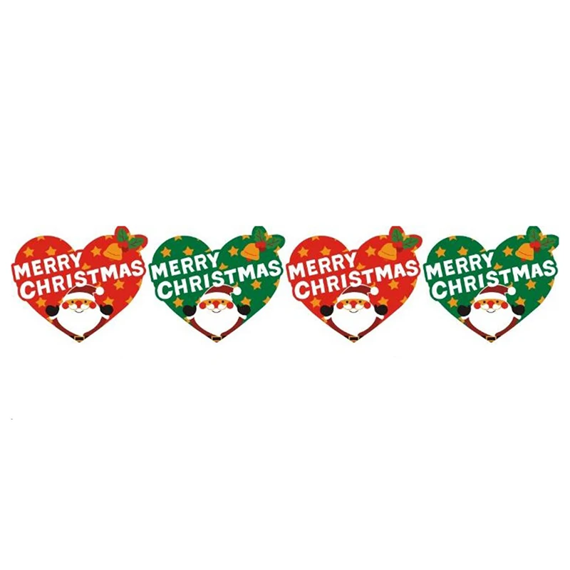 

80Pc/10Sheets Heart Shaped Merry Christmas Santa Packaging Sealing Label Sticker